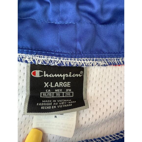 CHAMPION Pullover Warm Up Sweater Jacket Red White Blue Logo Polyester sz XL - Picture 3 of 12